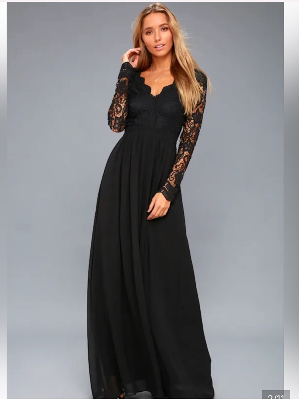 Lulus Awaken My Love Black Long Sleeve Lace Maxi Dress - Medium
